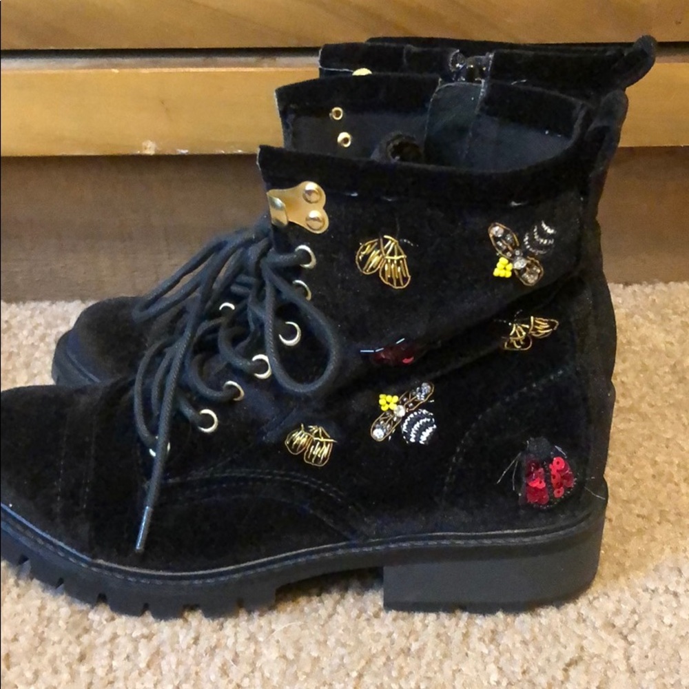Black velvet boots